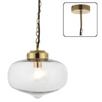 Endon 69791 Beckinsale 1 Light Ceiling Pendant With Clear Glass And Brass
