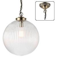 endon 71124 brydon 1 light ceiling pendant in ribbed glass and antique ...