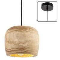 Endon 68997 Lucy 1 Light Ceiling Pendant In Natural Wood And Gloss Black - Small - Diameter: 250mm