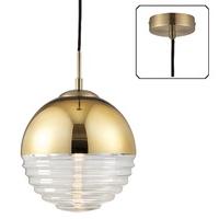 endon 68958 paloma 1 light ceiling pendant in gold effect and clear ri ...