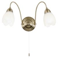 Endon 124-2WBAB Double Wall Light In Antique Brass