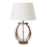 Endon EH-FORBES-TL + CICI-18IV Forbes Leather And Glass Table Lamp with Ivory Shade
