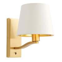 Endon 69083 Harvey 1 Light Wall Light In Brushed Gold With Vintage White Faux Silk Shades