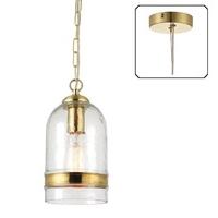 Endon 70228 Delia 1 Light Ceiling Pendant In Brass And Clear Glass - Diameter: 150mm