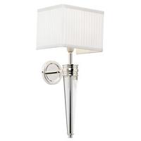 Endon BOUCHET-1WBSIL Silver Plated Wall Light With Faux Silk Shade