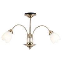 endon 124 3ab 3 light semi flush ceiling light in antique brass