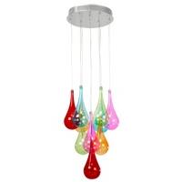 endon niro 10multi 10 light multicolour glass ceiling pendant