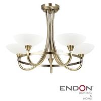 Endon CAGNEY-3AB 3 Light Glass & Antique Brass Ceiling Light