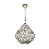 Endon EH-BORBERO-AB Borbero Antique Brass and Clear Glass Ceiling Pendnat Light