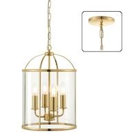 Endon 70322 Lambeth 4 Light Ceiling Pendant In Brass With Clear Glass