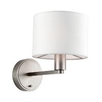 Endon 61608 Daley Single Wall Light in Matt Nickel with White Shade