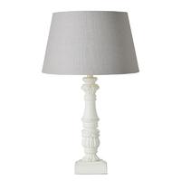 Endon EH-BASENTO-TL + CICI-12GRY Basento White Wooden Table Lamp with Grey Shade