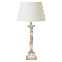 Endon EH-VOMANO-TL + CICI-16IV Vomano Distressed Cream Wooden Table Lamp with Ivory Shade