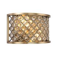 Endon 70559 Hudson 2 Light Wall Light In Antique Brass And Clear Crystal Glass