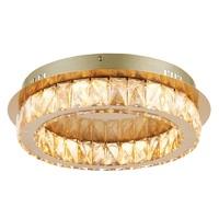 Endon 70665 Swayze 1 Light Flush Ceiling Light In Brushed Brass And Champagne Acrylic