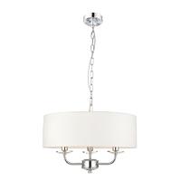 Endon 60129 Nixon Ceiling Pendant Light in Nickel with White Silk Shade