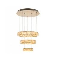 Endon 70664 Swayze 3 Ring Ceiling Pendant In Brushed Brass And Champagne Acrylic