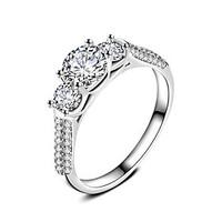 Engagement Ring AAA Cubic Zirconia Fashion Elegant Silver Plated Circle Jewelry For Wedding Party Gift