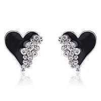 Enamel Heart with Rhinestone Earrings(More Colors)