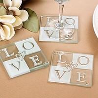 Endless Love Glass Coasters Favors - 2pcs/box - Bridesmaids / Bachelorette / Wedding Keepsakes