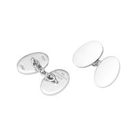 Engravable Sterling Silver Oval Chain Cufflinks - Savile Row