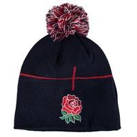 england rugby acrylic stripe bobble hat navy