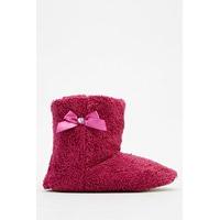 Encrusted Bow Faux Fur Slipper Boots