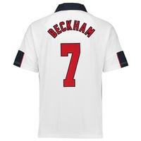 England 1998 World Cup Finals Shirt with David Beckham 7 printing, N/A