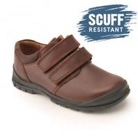 Engineer, Brown Leather Boys Riptape School Shoes