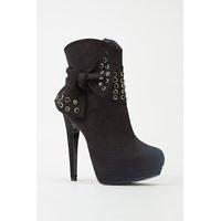 Encrusted Bow Heeled Ankle Boots