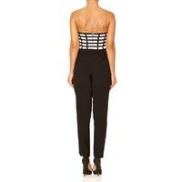 ENZO - Black and ivory strapless tailored jumpsuit with contrast bodice