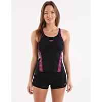 Endurance Plus Monogram Tankini Boyleg - Black and Ecstatic Pink