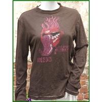 energie experience size l brown with print long sleeved t shirt