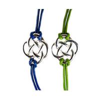Endless Knot Friendship Bracelets (2) Buy 2 Save £5, Green and Blue, Silver Plated