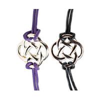 Endless Knot Friendship Bracelets (2) Buy 2 Save £5, Purple and Black, Silver Plated
