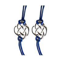 Endless Knot Friendship Bracelets (2) Buy 2 Save £5, Blue x 2, Silver Plated