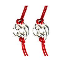 Endless Knot Friendship Bracelets (2) Buy 2 Save £5, Red x 2, Silver Plated