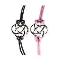 Endless Knot Friendship Bracelets (2) Buy 2 Save £5, Pink and Black, Silver Plated