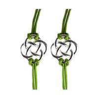 Endless Knot Friendship Bracelets (2) Buy 2 Save £5, Green x 2, Silver Plated