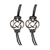 Endless Knot Friendship Bracelets (2) Buy 2 Save £5, Black x 2, Silver Plated