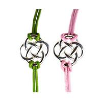 Endless Knot Friendship Bracelets (2) Buy 2 Save £5, Green and Pink, Silver Plated