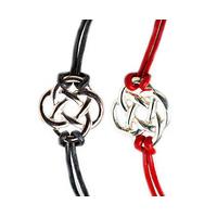 Endless Knot Friendship Bracelets (2) Buy 2 Save £5, Black and Red, Silver Plated