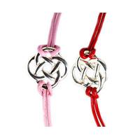 Endless Knot Friendship Bracelets (2) Buy 2 Save £5, Pink and Red, Silver Plated