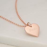 Engraved Rose Gold Heart Necklace (Medium)