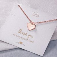 Engraved Rose Gold Heart Necklace with \'Thank You Bridesmaid\' Message