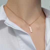 Engraved Rose Gold Bar Necklace (Small)