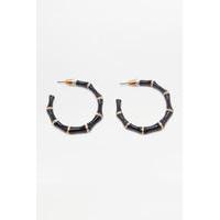 enamel bamboo hoop earrings black