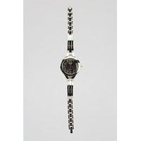 Encrusted Detailed Metal Skinny Strap Watch