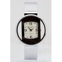 Encrusted Small Face Contrast Bangle Watch