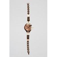 Encrusted Detailed Metal Skinny Strap Watch